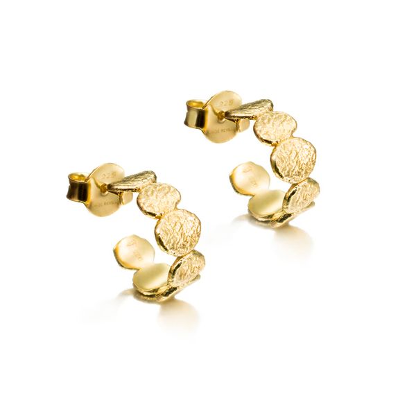 18K Yellow Gold Vermeil 18 MM Organic Forms Textured Hoop Earrings Franzetti Jewelers Austin, TX