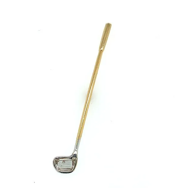 18K Y&W Gold Diamond Golf Club Tie Tack Lapel Pin or Collar Pin Image 2 Franzetti Jewelers Austin, TX