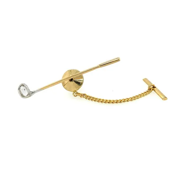 18K Y&W Gold Diamond Golf Club Tie Tack Lapel Pin or Collar Pin Franzetti Jewelers Austin, TX