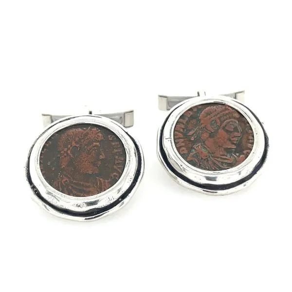 SS Ancient Bronze Antiqued Roman Coin Cufflinks Franzetti Jewelers Austin, TX