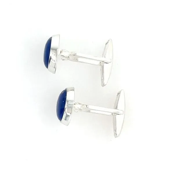 SS Round Lapis Cufflinks Image 4 Franzetti Jewelers Austin, TX