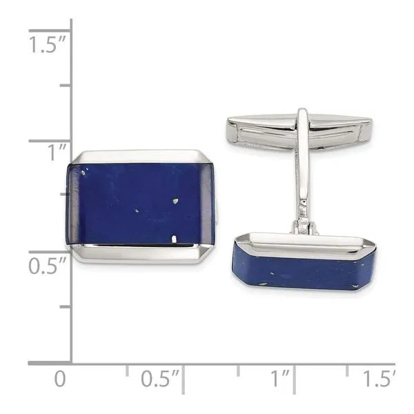 SS Rectangle Lapis Cuff Links Image 3 Franzetti Jewelers Austin, TX