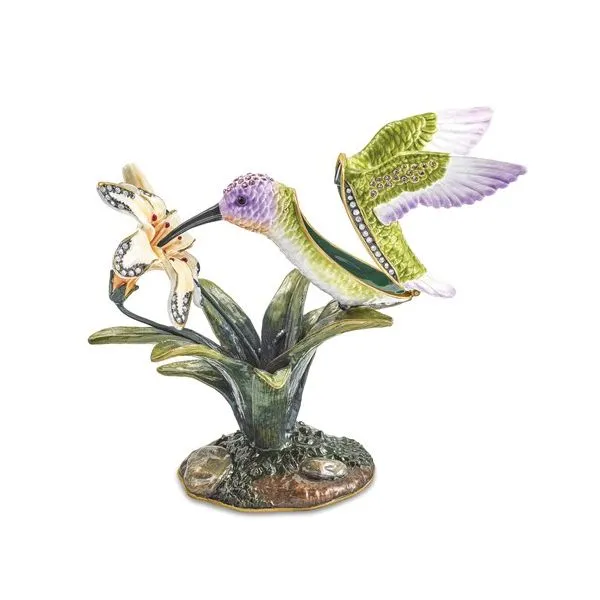 Bejeweled VIOLA Hummingbird and Daylily Gift Box Image 2 Franzetti Jewelers Austin, TX
