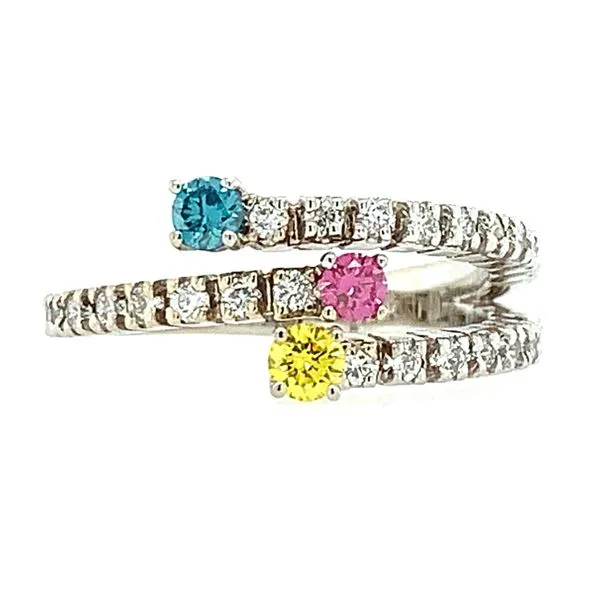 14K White Gold Blue, Pink & Yellow Diamond Ring Franzetti Jewelers Austin, TX