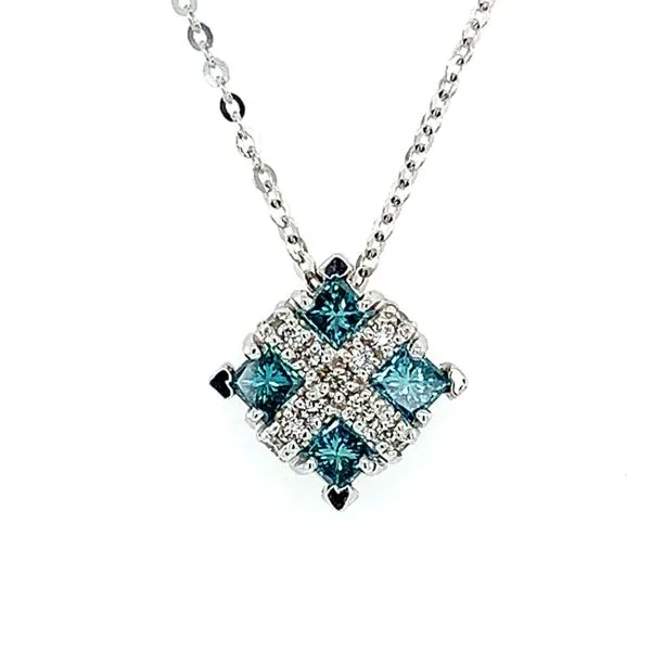 14KW Gold Blue Diamond & Diamond Pendant Image 2 Franzetti Jewelers Austin, TX