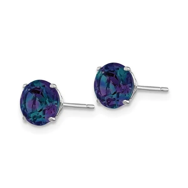 14KW 6 mm Round Created Alexandrite Stud Earrings Image 4 Franzetti Jewelers Austin, TX