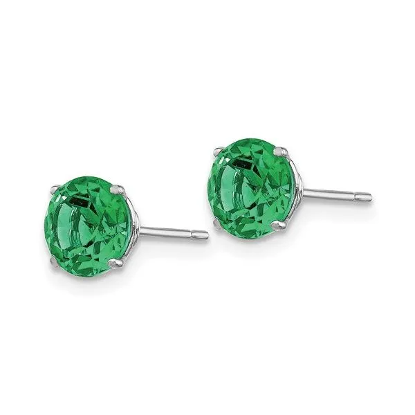14KW 6 mm Round Created Emerald Stud Earrings Image 4 Franzetti Jewelers Austin, TX