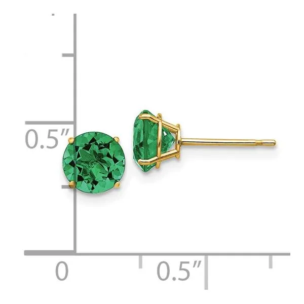 14KY 6 mm Round Created Emerald Stud Earrings Image 5 Franzetti Jewelers Austin, TX