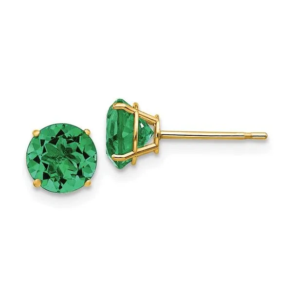 14KY 6 mm Round Created Emerald Stud Earrings Franzetti Jewelers Austin, TX
