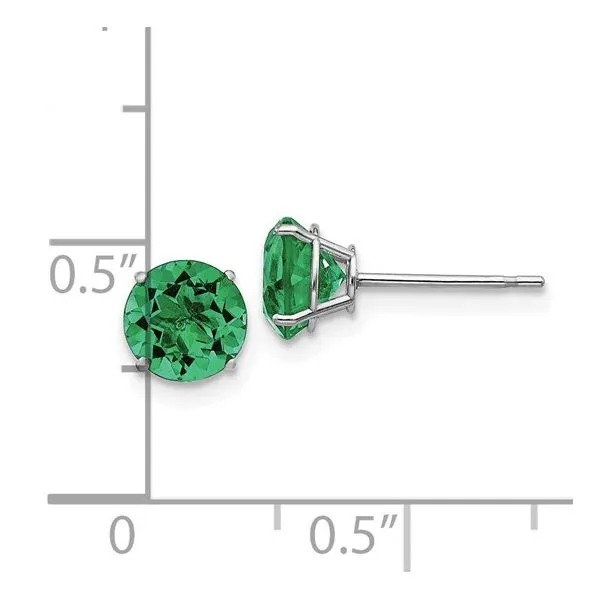 14KW 6 mm Round Created Emerald Stud Earrings Image 5 Franzetti Jewelers Austin, TX