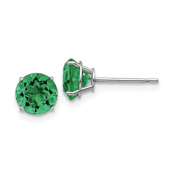 14KW 6 mm Round Created Emerald Stud Earrings Franzetti Jewelers Austin, TX