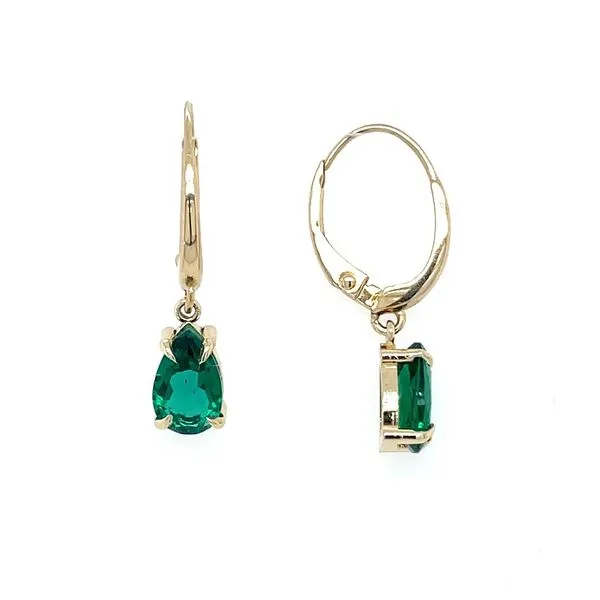 14KY Gold Dangle Earrings with 8 x 5 mm Pear Lab Grown Emeralds Franzetti Jewelers Austin, TX