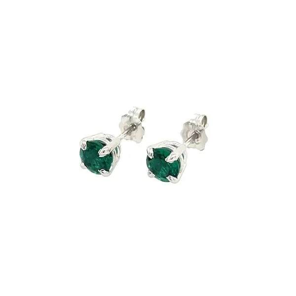 14KW 5 mm Round Created Emerald Stud Earrings Image 4 Franzetti Jewelers Austin, TX