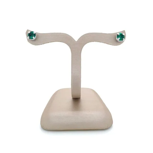 14KW 5 mm Round Created Emerald Stud Earrings Image 5 Franzetti Jewelers Austin, TX