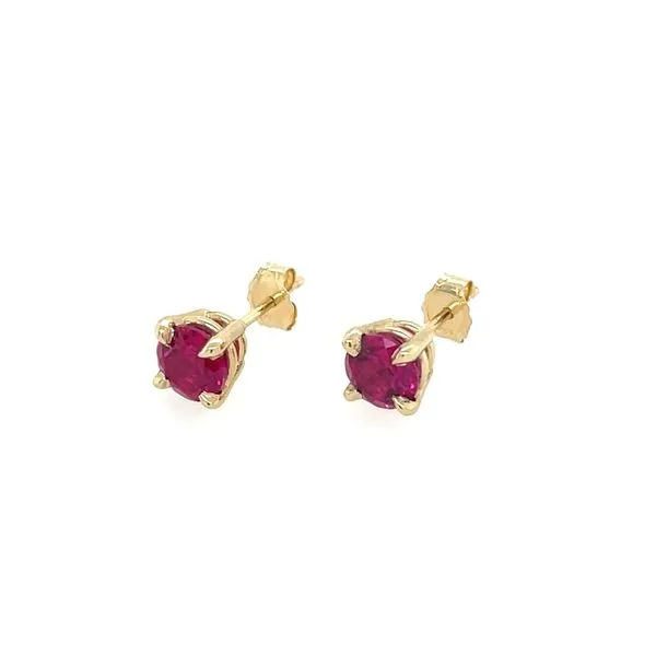 14KY 5 mm Round Created Ruby Stud Earrings Image 4 Franzetti Jewelers Austin, TX