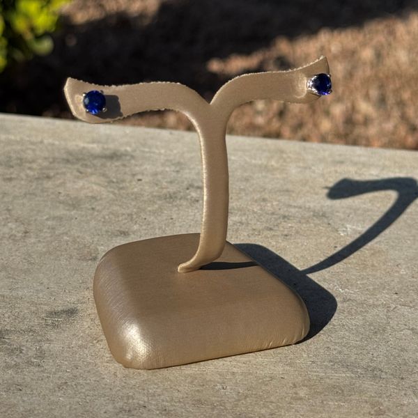 14KW 5 mm Round Created Blue Sapphire Stud Earrings Image 3 Franzetti Jewelers Austin, TX