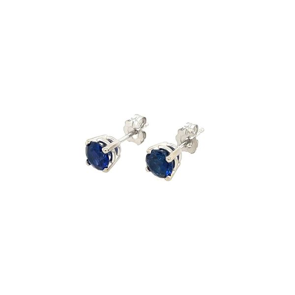 14KW 5 mm Round Created Blue Sapphire Stud Earrings Image 4 Franzetti Jewelers Austin, TX