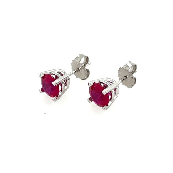 14KW 6 mm Round Created Ruby Stud Earrings Image 4 Franzetti Jewelers Austin, TX
