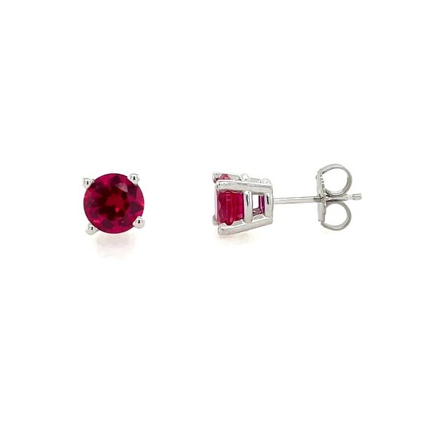 14KW 6 mm Round Created Ruby Stud Earrings Franzetti Jewelers Austin, TX