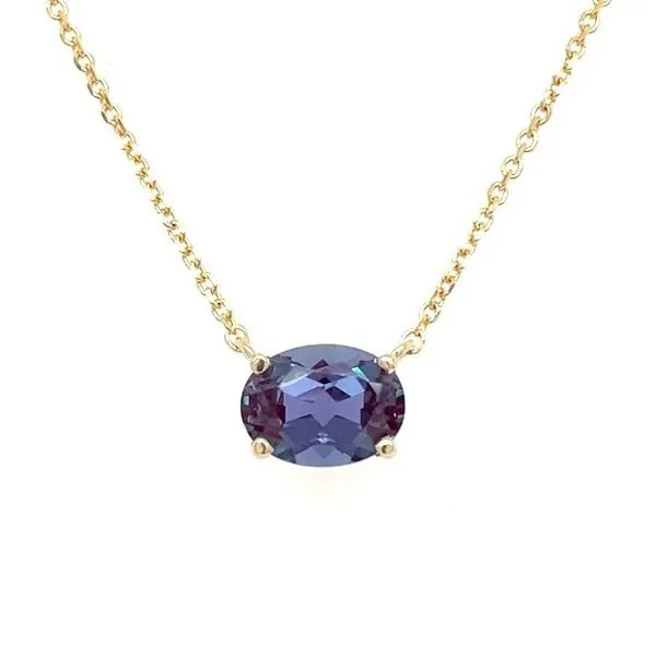 14KY Necklace with 8 x 6 mm Oval Lab Grown Alexandrite - 18