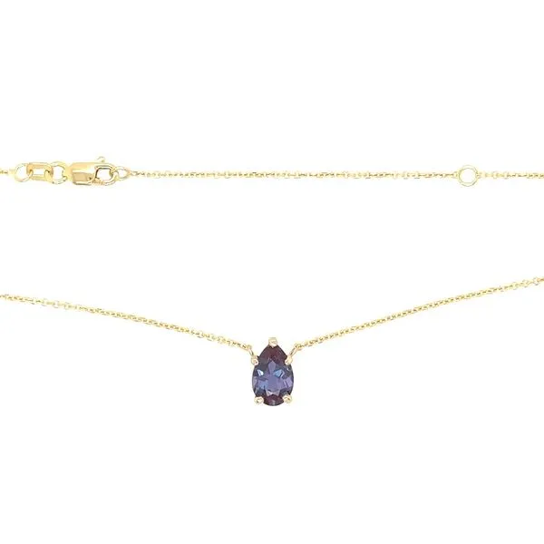 14KY Necklace with 9 x 6 mm Pear Lab Grown Alexandrite - 18
