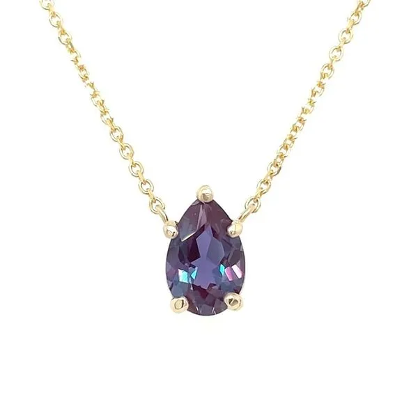 14KY Necklace with 9 x 6 mm Pear Lab Grown Alexandrite - 18