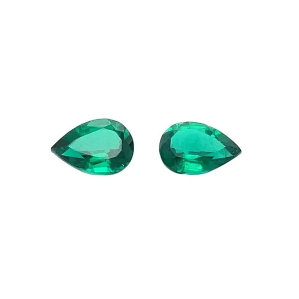 Matched Pair of 7 x 5 mm Pear Lab Grown Green Emeralds Franzetti Jewelers Austin, TX