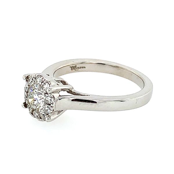 14K White Gold Engagement Ring with 0.75 CTW Round Diamond Cluster Image 3 Franzetti Jewelers Austin, TX