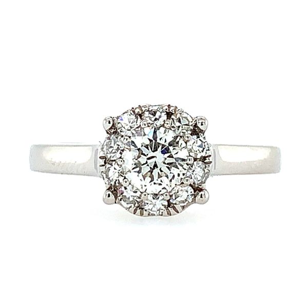 14K White Gold Engagement Ring with 0.75 CTW Round Diamond Cluster Franzetti Jewelers Austin, TX