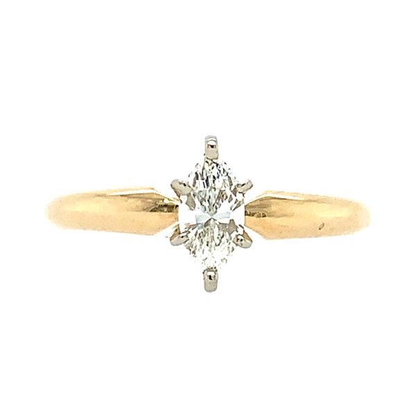 14K Yellow Gold Solitaire with 0.29 Ct Marquise Natural Diamond Franzetti Jewelers Austin, TX