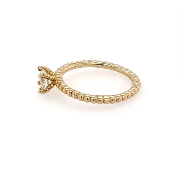 14K Yellow Gold Beaded Solitaire with 0.57 Ct Round Natural Diamond Image 3 Franzetti Jewelers Austin, TX
