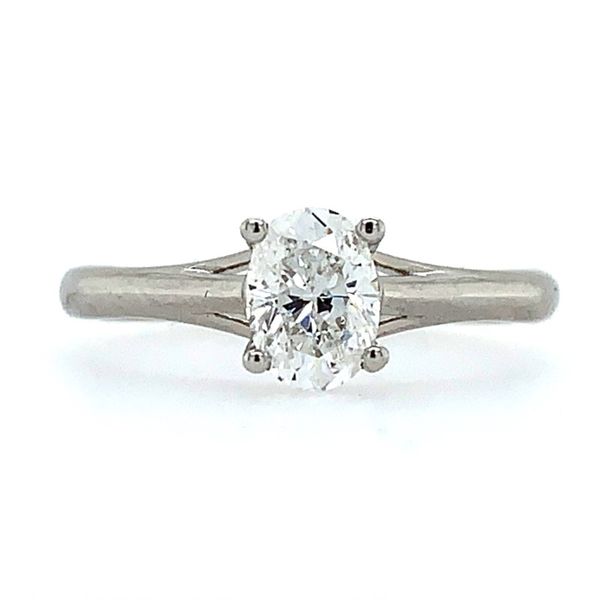 14K White Gold Solitaire Engagement Ring with 0.70 Ct Oval Natural Diamond Franzetti Jewelers Austin, TX