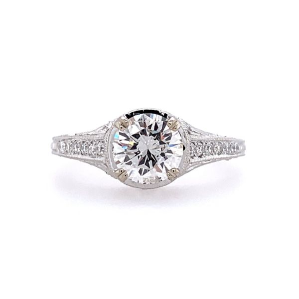 14KW Gold Antique Style Engagement Ring with 1.02 Carat Diamond Franzetti Jewelers Austin, TX