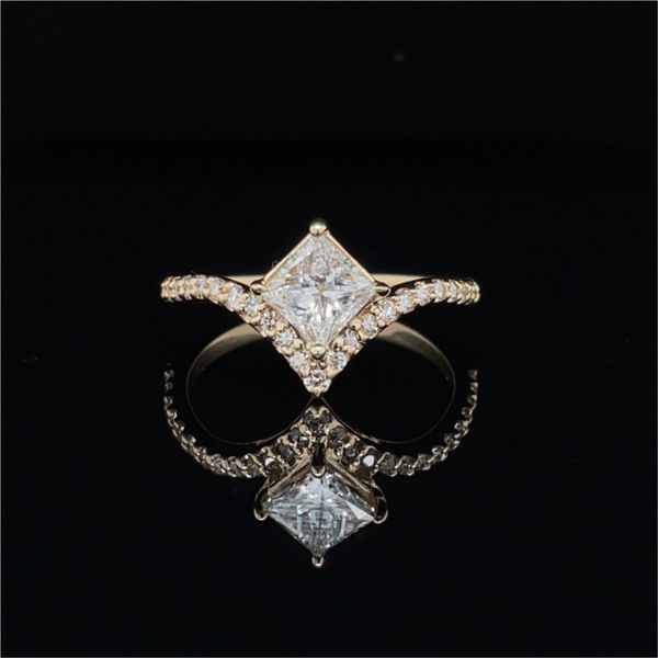14K Yellow Gold Engagement Ring with 0.73 Ct Princess Cut Natural Diamond Image 4 Franzetti Jewelers Austin, TX