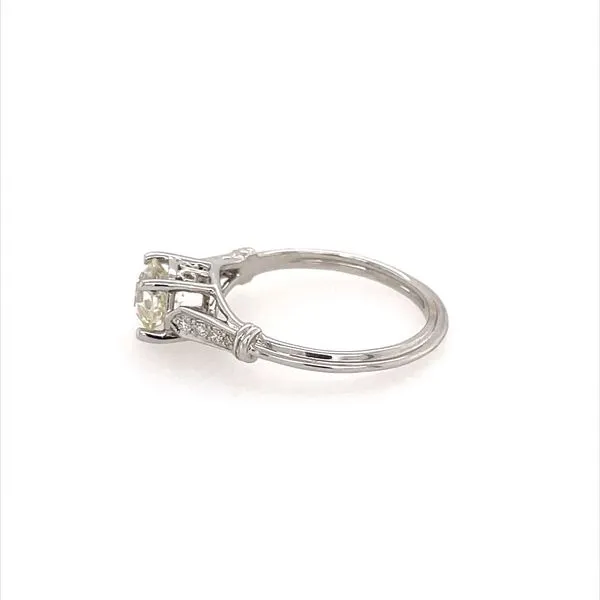 18KW Antique Style Engagement Ring with 0.95 Ct Rd Old Mine Cut Diamond Image 3 Franzetti Jewelers Austin, TX