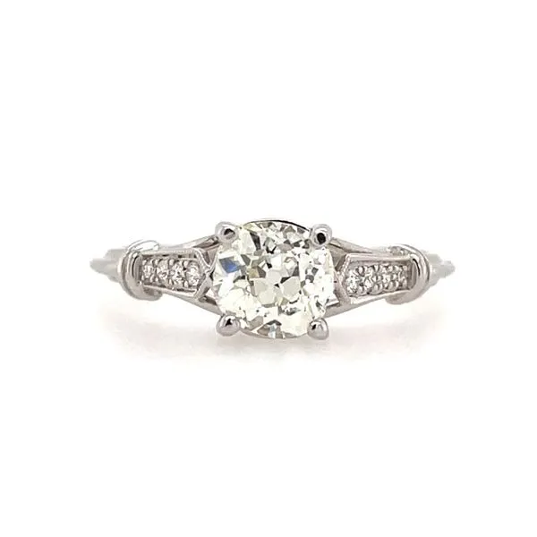 18KW Antique Style Engagement Ring with 0.95 Ct Rd Old Mine Cut Diamond Franzetti Jewelers Austin, TX