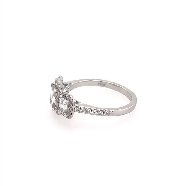 18K White Gold 3 Emerald Cut Diamond Engagement Ring with Accent Diamonds Image 4 Franzetti Jewelers Austin, TX