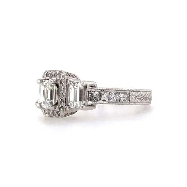 18K White Gold 3 Emerald Cut Diamond Engagement Ring with Accent Diamonds 2.02 CTW Image 4 Franzetti Jewelers Austin, TX