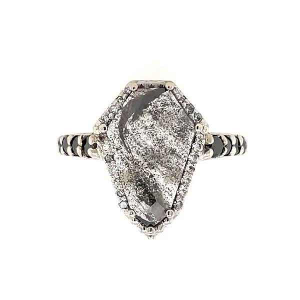 14K White Gold Salt & Pepper Engagement Ring with 1.58 Ct Diamond Franzetti Jewelers Austin, TX