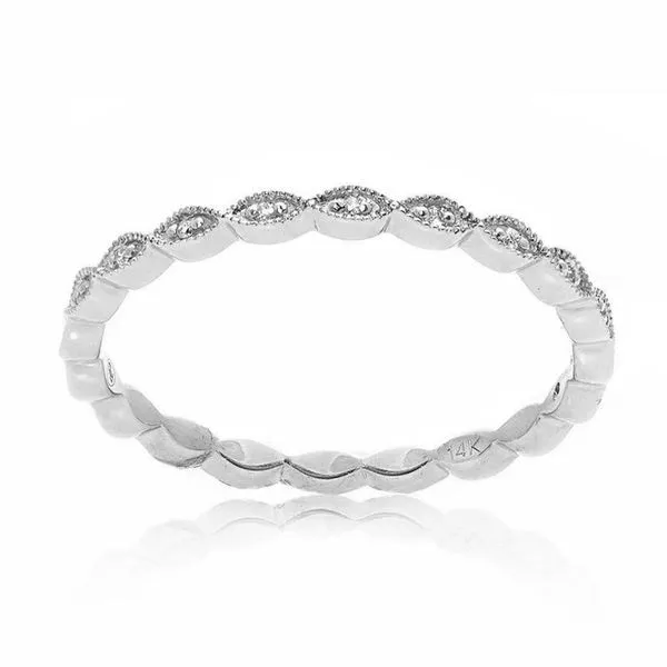 14KW Gold Diamond Band with Rope Design & Milgrain Texture Image 2 Franzetti Jewelers Austin, TX