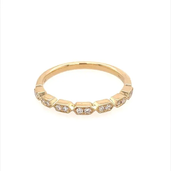 14KY Gold Diamond Hexagon Band with Milgrain Image 3 Franzetti Jewelers Austin, TX