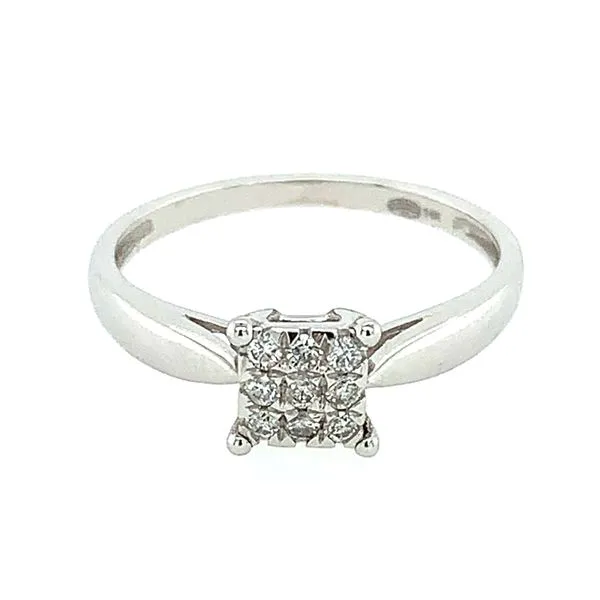 14K White Gold Square Design Diamond Ring Image 2 Franzetti Jewelers Austin, TX