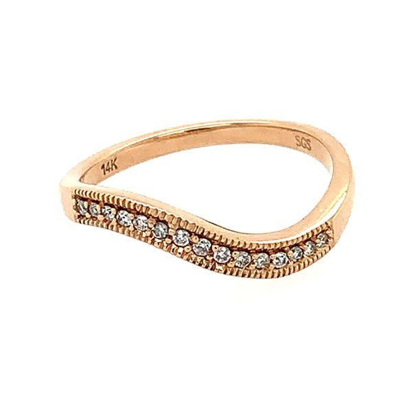 10KR Gold Ring with S Shaped Curved Row of Diamonds Image 2 Franzetti Jewelers Austin, TX