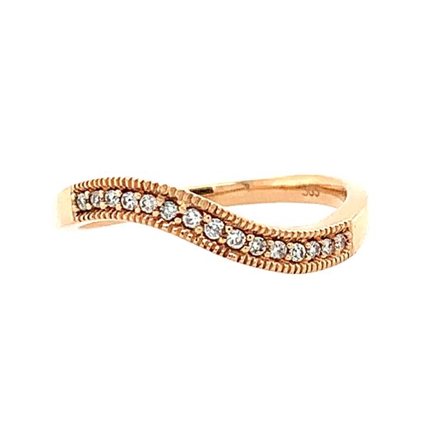10KR Gold Ring with S Shaped Curved Row of Diamonds Franzetti Jewelers Austin, TX