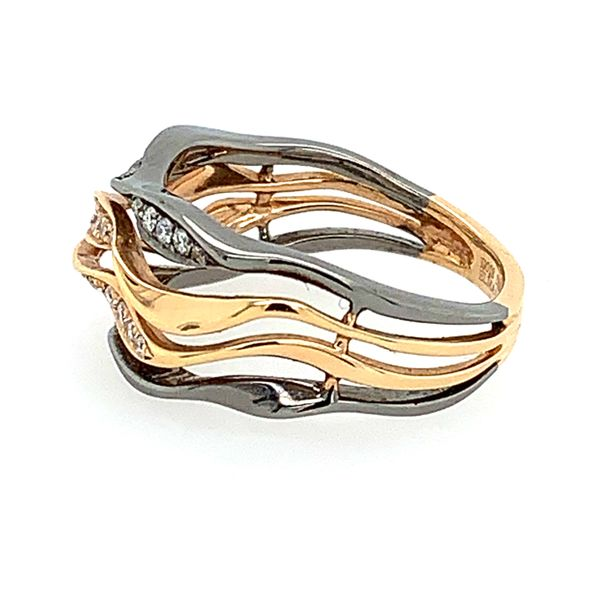 18K Gold Twisting Wave Design Ring with Diamonds Image 3 Franzetti Jewelers Austin, TX
