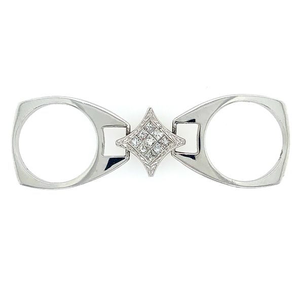 14K White Gold Blue Diamond & Diamond Flip-Over Ring Image 4 Franzetti Jewelers Austin, TX