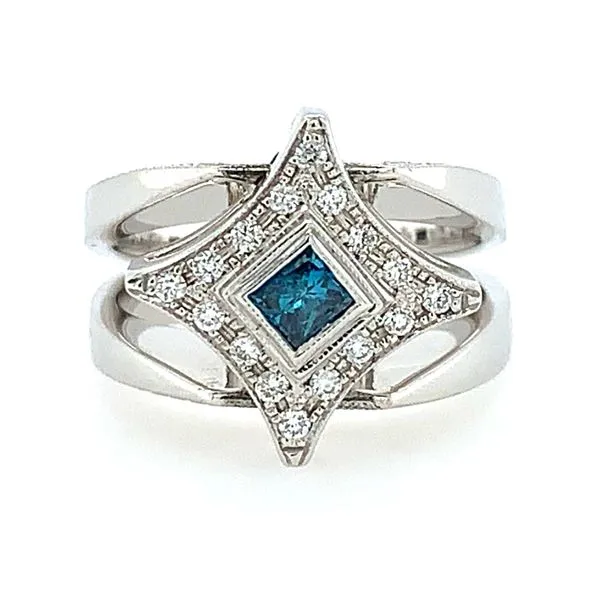 14K White Gold Blue Diamond & Diamond Flip-Over Ring Franzetti Jewelers Austin, TX