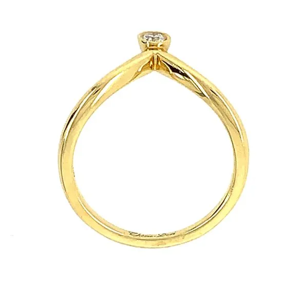 18KY Gold V Ring with Single Diamond Image 3 Franzetti Jewelers Austin, TX