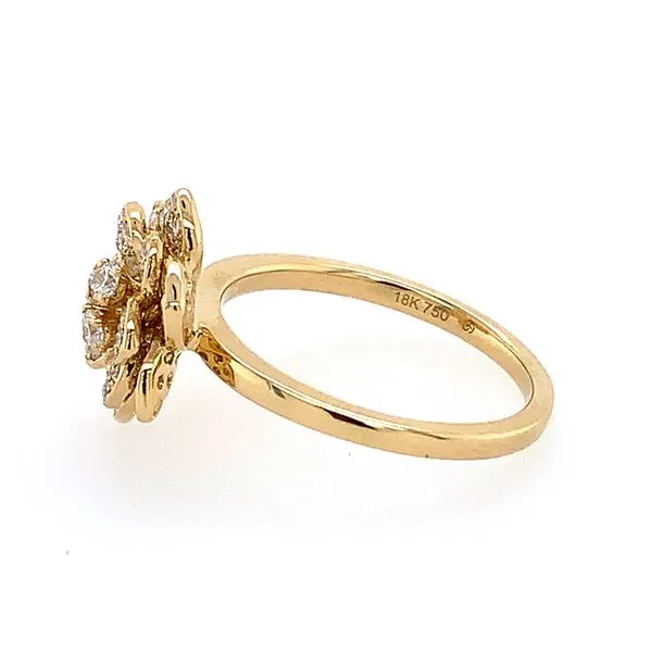 18K Yellow Gold Diamond Flower Ring Image 3 Franzetti Jewelers Austin, TX