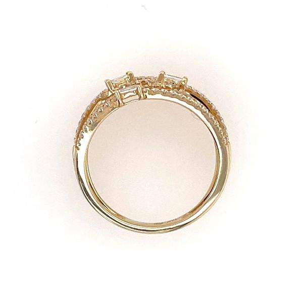 14K Yellow Gold Muti Row Baguette & Round Diamond Ring Image 4 Franzetti Jewelers Austin, TX